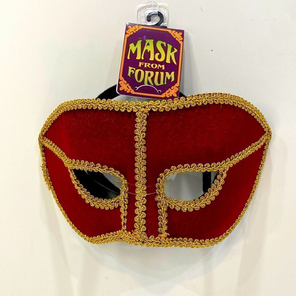 Forum Novelties Mens Karneval Style Male Burgundy Mask, Burgundy/Gold, One Size